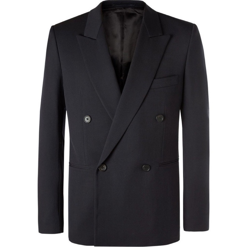 The Row Julian Slim-Fit Double-Breasted Virgin Wool Blazer - Navy - Size 48